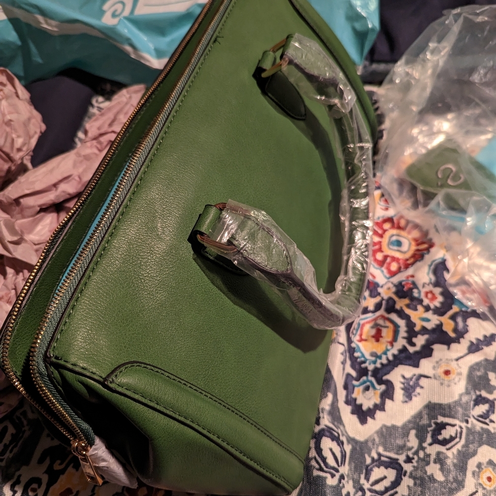Initials green purse